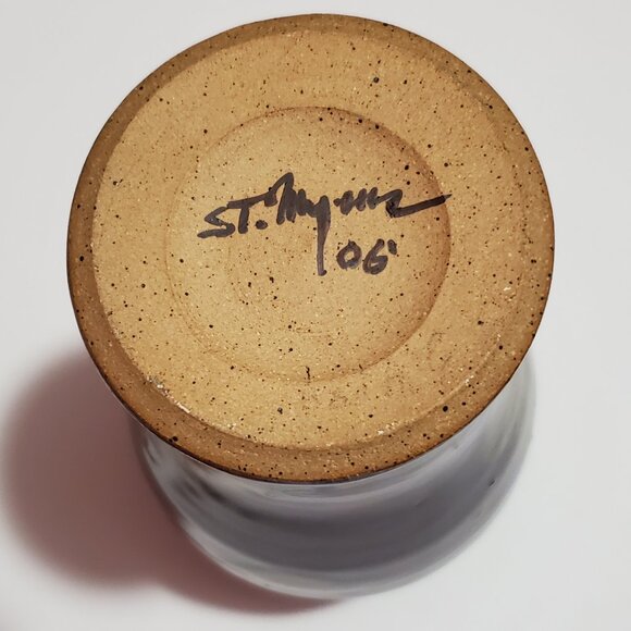 Purple and Yellow Pottery Vase signed St. Myers 2006 - Picture 2 of 11